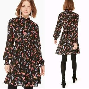 Kate Spade NY‎ Airy Lightweight Floral V-Neck Meadow Smock Waist Dress Large